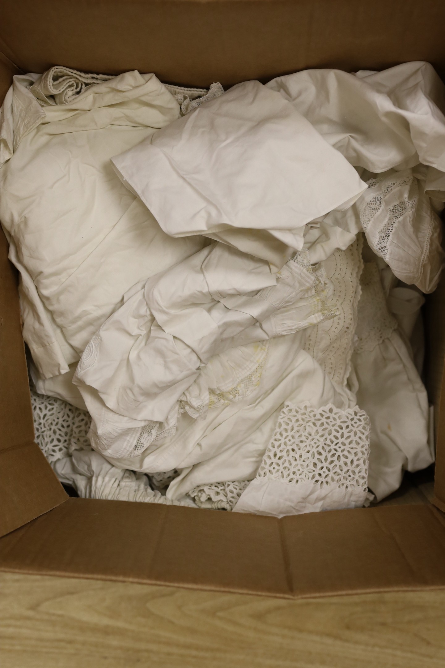 A large quantity of Victorian white wear; nightdress, camisoles, petticoats, etc.